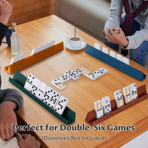 NiToy Set 8, 10"x1.18"x1.18" 3 6 4 Silicone Domino Racks of Dominoes Holders/Trays Tilt Options for Mexican Train