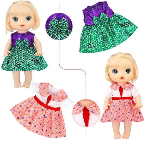 9 Sets 10-12 Inch Dolls,12 Inch Set,Best UNICORN ELEMENT Alive Baby Doll Clothes for Girl Baby Doll Clothing Dress