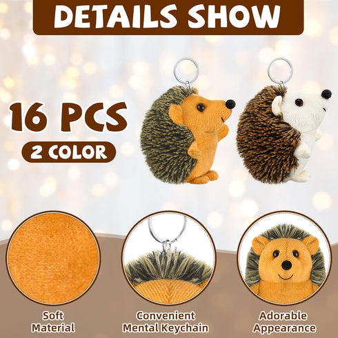 16 Pcs Mini Hedgehog Stuffed Animal Bulk, 4 Inch Plush Party Favors for Valentine's Day Kids Gifts
