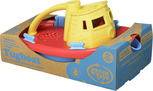 Green Toys Tugboat, Assorted CB - Pretend Play, Motor Skills, Kids Bath Toy Floating Pouring Vehicle. No BPA