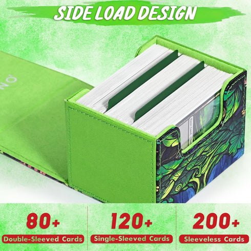 Deck Box for MTG Cards, Trading Card Storage Box Holds 120+ Sleeved Commander Deck, PU Leather