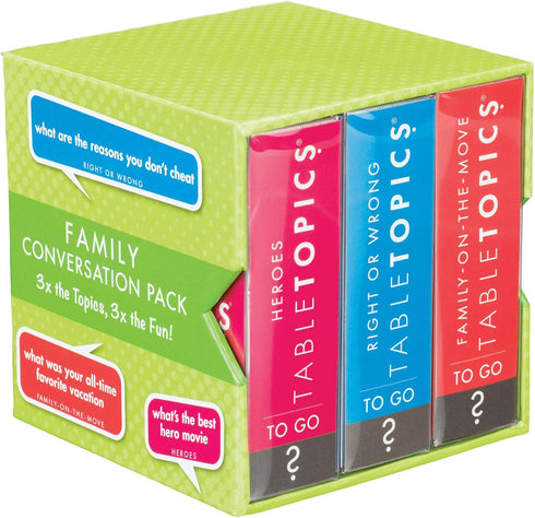TableTopics Family Conversation Pack Card Game, 120 Starter Cards for Family Connection, Boxed Set of 3