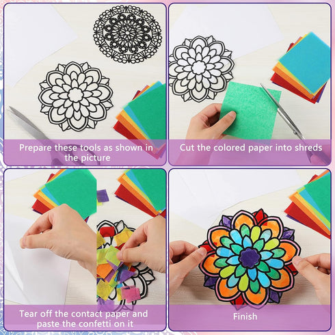 18 Pack 6 6 Inches(Colorful) Tinlade Color Mandala Window Clings DIY Kit Stained Glass Kits for Adults Suncatchers