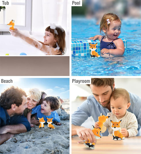DolliBu Fox Bath Buddy Squirter - Floating Orange Rubber Bath Toy for Toddlers, Fun Water Squirting Play