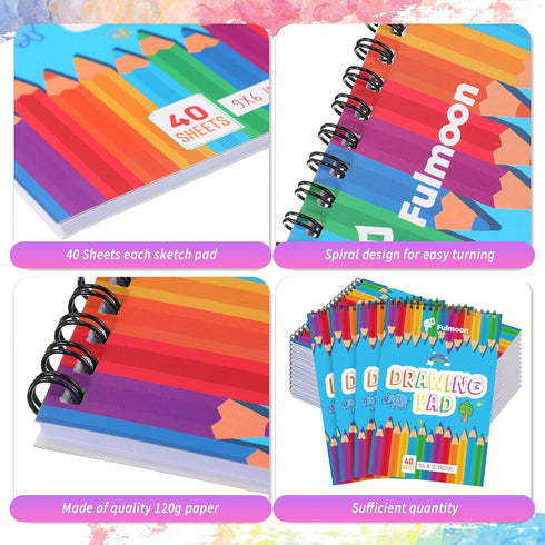 12 Pack 40 (6 9 Inch) Fulmoon Bulk Sketch Pad for Kids Drawing Pad Sheets Sketch Book Children Art Drawing Paper
