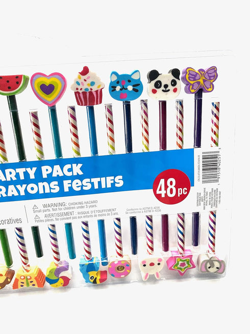 Creatology 48 Piece Pencil Party Pack! Includes 12 Colored Pencils, 12 No 2 Pencils, 24 Fun Shaped Erasers