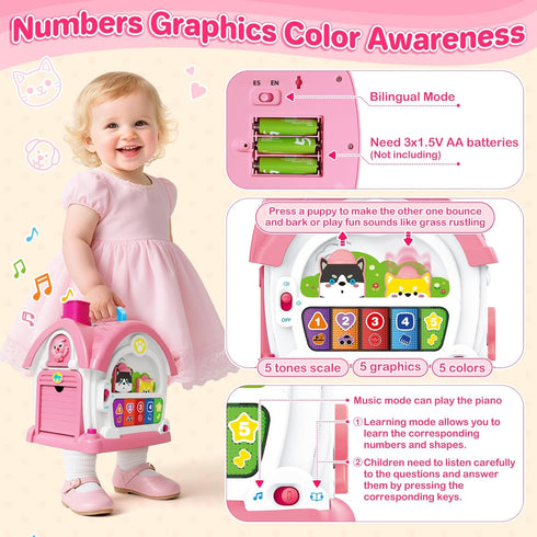 1 12-18 1 2 3 SpringFlower Baby Toddler Toys for Year Old Girls, Montessori Musical Toddler Toys for Months Kids