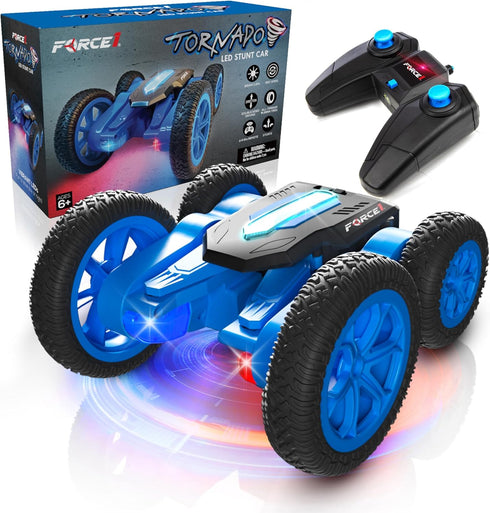 Force1 Tornado Blue LED Remote Control Car for Kids- Double Sided Driving