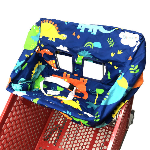 Portable Shopping Cart Cover - High Chair and Grocery Cart Covers for Babies, Kids, Infants & Toddlers (Simple Dinosaur)