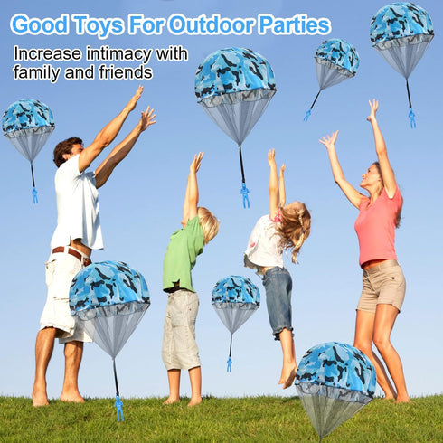 10 Pcs Parachute Toy, Camo Blue Parachute Men Toy, Tangle Free Throwing Hand Throw Outdoor Flying Gifts