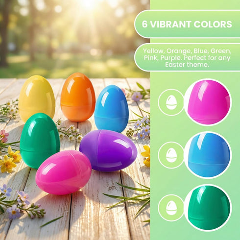 Viaecone 6 Pack 6 Inch 6 Jumbo Easter Eggs, Large Fillable Plastic Easter Eggs in Bright Colors, Big Empty Surprise