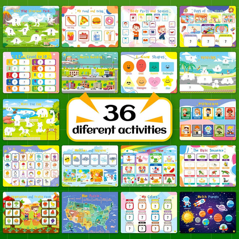 Montessori Busy Book for Toddlers 3-5, Kids Preschool Learning Book with 36 Themes, Educational Gifts