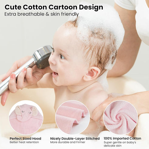 2 Pack Softan Baby Hooded Towels, Premium Soft Cotton Baby Bath Towels with Hood, Extra Thick and Super Absorbent