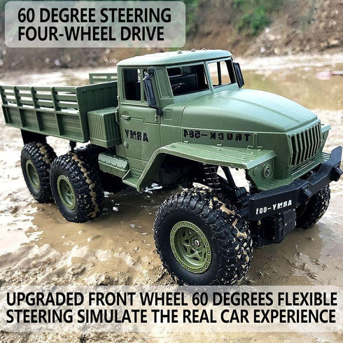 6x6 1/16 4WD JPJCOOY RC Military Truck Road Remote Control Car Scale Remote Control Truck All Terrain Rock Army