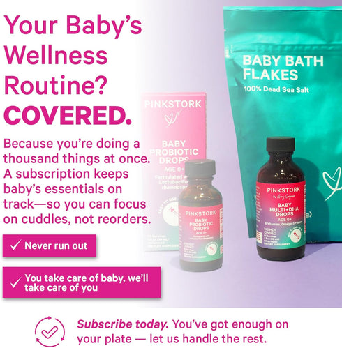 1 oz, 2 Pink Stork Baby Probiotic Drops, Newborn, Infant & Toddler Probiotics to Help Aid Digestion and Constipation