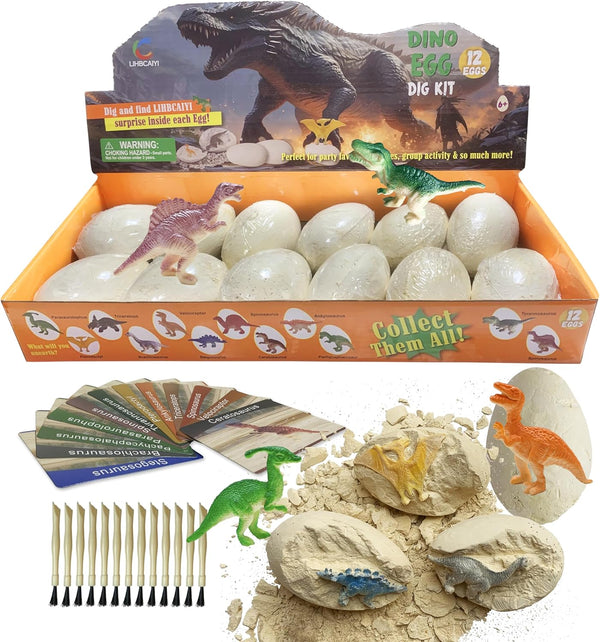 Dino Eggs Dig Kit 12Pcs Dinosaur Excavation Bricks Toys Archaeology Science STEM