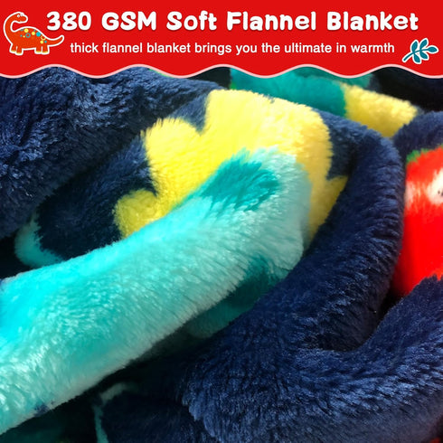 Lukeight Toddler Blanket 30x40 Inches - Cozy Plush Receiving Blanket for Boys and Girls, Dinosaur Design