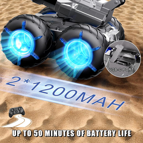 ZHYLLO 3-in-1 4WD 8 9 10 11 12 Remote Control Car RC Boat & Water Gun Amphibious Remote Control Car All-Terrain RC Cars