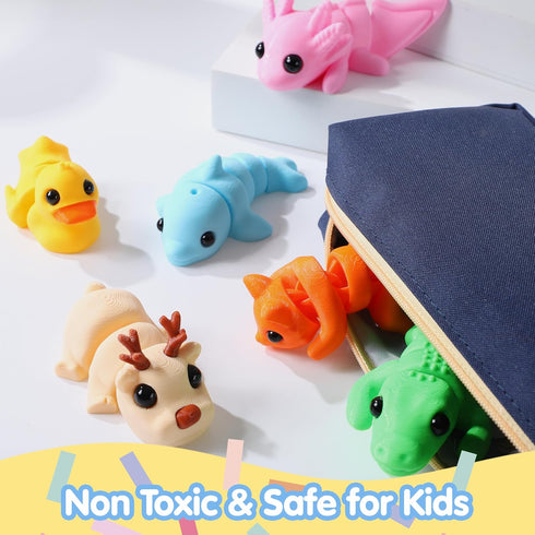 12 3D Set, 3D JOYIN Pcs Printed Animals Mini Animals Printed Toys - Cute Articulated Flexible Figurines Fidget Toys