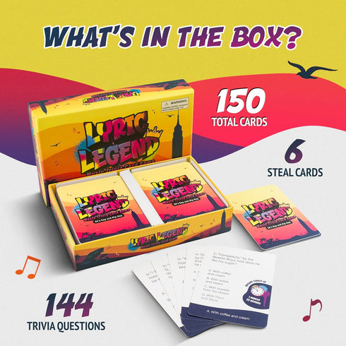 Lyric Legend - 90's Hip-Hop and Rap Trivia Game for Adults and Family - The Song Lyric Card Game