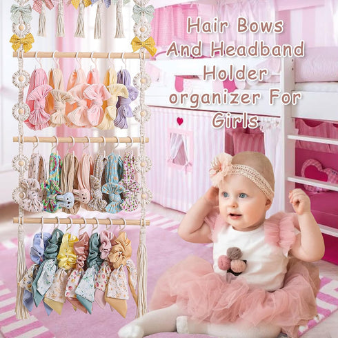 RDYEAAR Bow Organizer for Girls, Headband Organizer for Baby Girl, Bow Hanger for Girls, White Baby Girl Nursery Decor