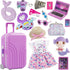 Srua Don 18 Inch Doll Suitcase Travel Luggage Play Set, Mermaid Theme Travel Carrier