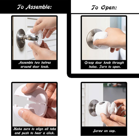 Door Knob Safety Cover for Kids - 5 Pack Baby Proof Door Knob Covers for Child Safety, White