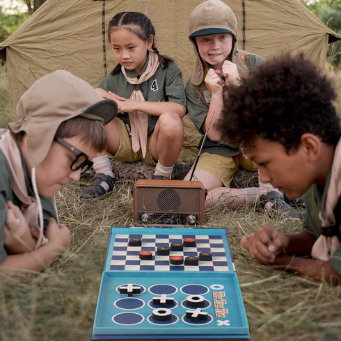 2 in 1 Travel Checkers Sets, Magnetic Foam Pieces Board Game for Kids and Family (Checkers & Tic-Tac-Toe)