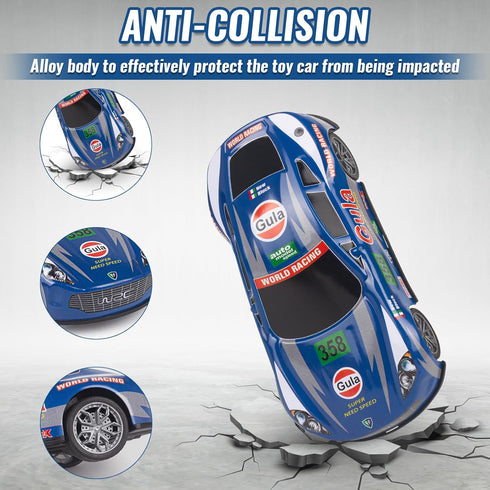 4-Pack Car Toys for 3-6 Year Old Boys and Girls, 7 Inch Friction Powered Pull Back Alloy Race Trucks Cars for Kids