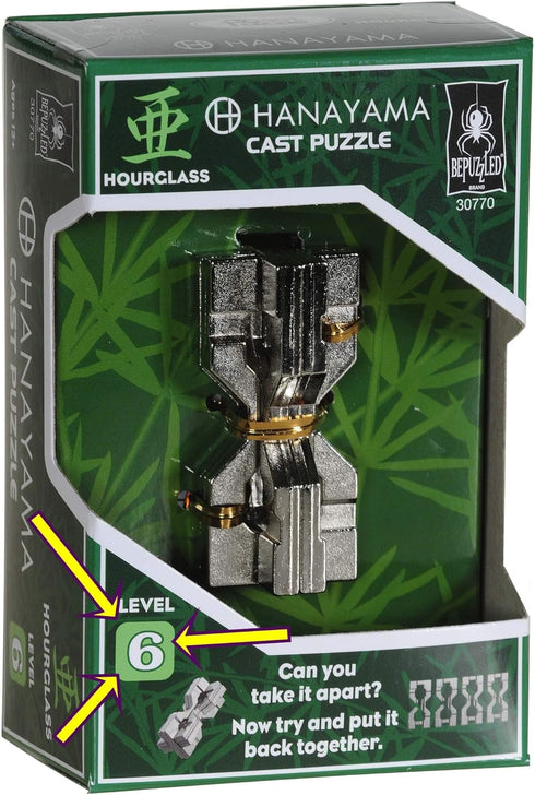 Hourglass Hanayama Brain Teaser Puzzle, New 2019 Release, Level 6 Difficulty Rating, RED Pouch