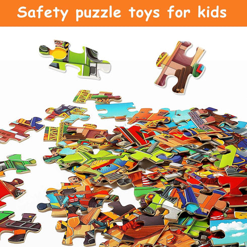 100 Piece Jigsaw Puzzles for Kids Ages 4-10, Construction Engineering Vehicle Puzzles, Educational Toys Gift