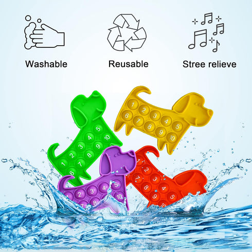 Ten Frame Math Manipulatives, Push Pop Fidget Toy with Puppy Dog Appearance, Educational Sensory Toy for Kids