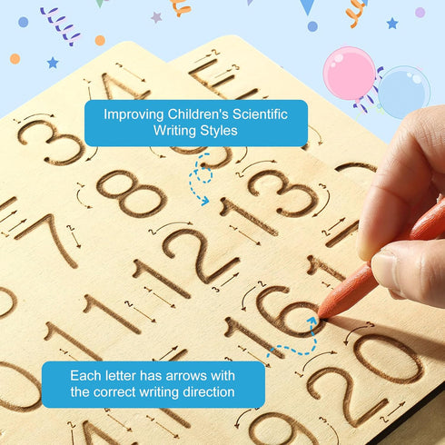 hzsshb 3-8 3 Learn to Write - Number & Letter Tracing Boards for Kids Ages Wooden Alphabet Learning Montessori Year Old