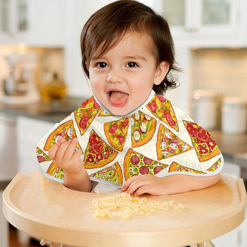 Pizza Slice with Fruit Vegetable Muslin Burp Cloths for Baby, Soft 100% Cotton Washcloths Bibs for Boy Girl