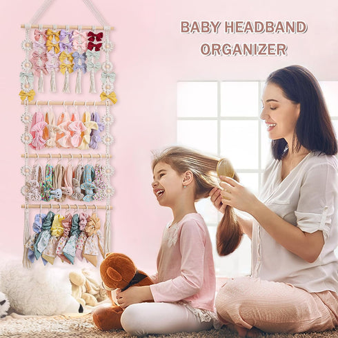 RDYEAAR Bow Organizer for Girls, Headband Organizer for Baby Girl, Bow Hanger for Girls, White Baby Girl Nursery Decor