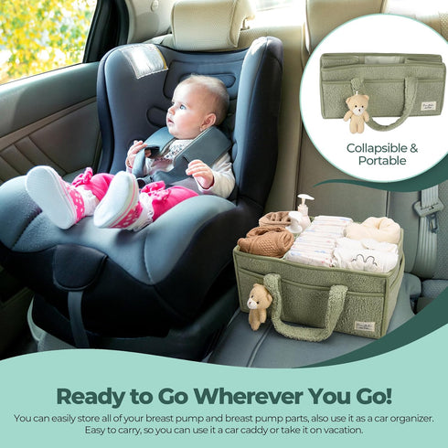 PeraBella Diaper Caddy Organizer for Changing Table, Storage Basket for Wipes, Gift for Baby Shower, Car Organizer