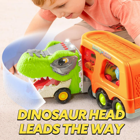 2-4, 6 2 3 4 5 JOYIN Dinosaur Toys for Kids Toddler Boy Toys, Dinosaur Carrier Truck with Rubber Car Vehicles, Easter