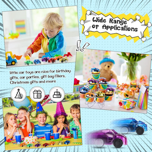 Jerify 144 Pieces Mini Pull Back Car Toys Bulk Friction Powered Colorful Racing Vehicles for Birthday Goodie Bag Fillers