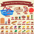 Sets 2 Play Food for Kids Kitchen, Global Cuisine Toddler Cutting Fake Food Toys Including Pizza, Sushi & Bakery