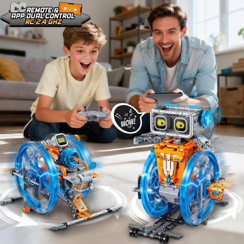 5-in-1 12+ Old(783 HiWEEGO RC Robot Toys with Changeable LED Eyes & Sound, App & Remote Control Rechargeable Robotics