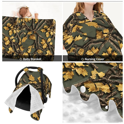 Camouflage Leave Baby Car Seat Canopy and Nursing Cover for Breastfeeding Multi-Use Cover Lightweight Infant Stretchy