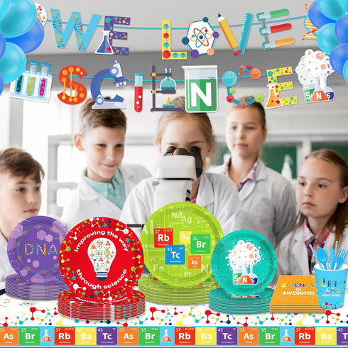 CC HOME 1 Pack Science Laboratory Plastic Tablecloth, 54 x 87 Inch Long Rectangular Cover for Events