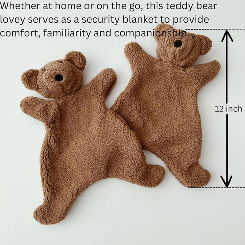 Teddy Bear | Lamb Lovey Comforter Toy for Babies, Cuddly Plush Security Blanket for Newborns, Snuggle Toy 12inch (Brown