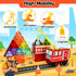 52pcs Magnetic Tiles Road Set - Fire Truck and Magnetic Crane, Creative Construction Toys for Ages 3-12