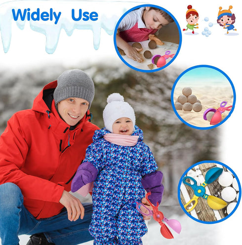SupMLC 4 Snow Toys, Snowball Maker pcs Winter Snowball Tool Kit with Handle for Snow Ball Shapes Fights Outdoor Winter