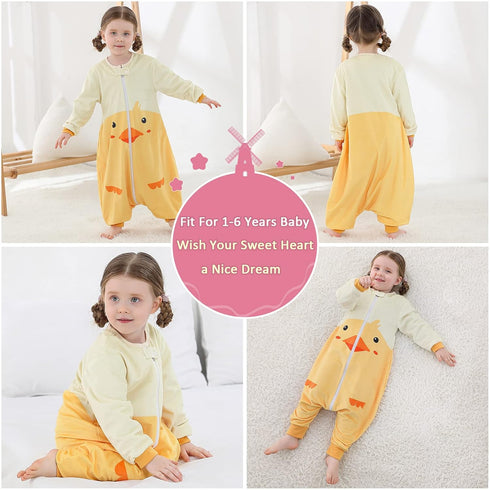 Girls,Duck,1-3Years MICHLEY Baby Sleeping Bag Sack Long Sleeve with Feet Winter Swaddle Wearable Blanket for Boys