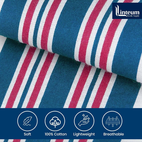 100% 30x40 6-Pack Linteum Textile Supply Hospital Receiving Blankets for Newborns Cotton, in, White w/Teal & Pink