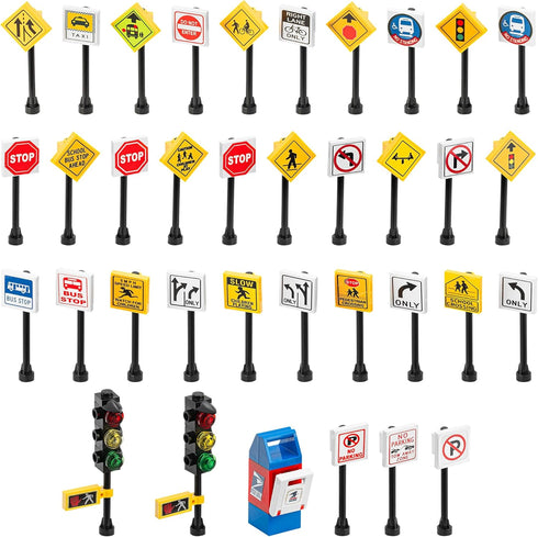 Custom Toys & Hobbies City/TOWN/VILLAGE/STREET 25 Play Road Signs, POST BOX, TRAFFIC LIGHTS