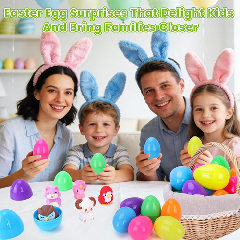 12 Pack Prefilled Easter Eggs With Toys, Mini Animal Finger Puppets Easter Egg Fillers, Easter Basket Stuffers for Kids