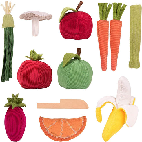 POPOHVER 12 Set 3+ Piece Plush Fruits & Vegetables Kitchen Play - Comes with Realistic Looking Foods -Pretend Play